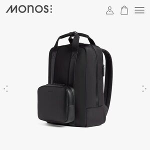 Monos Black Backpack with Detachable Pouch